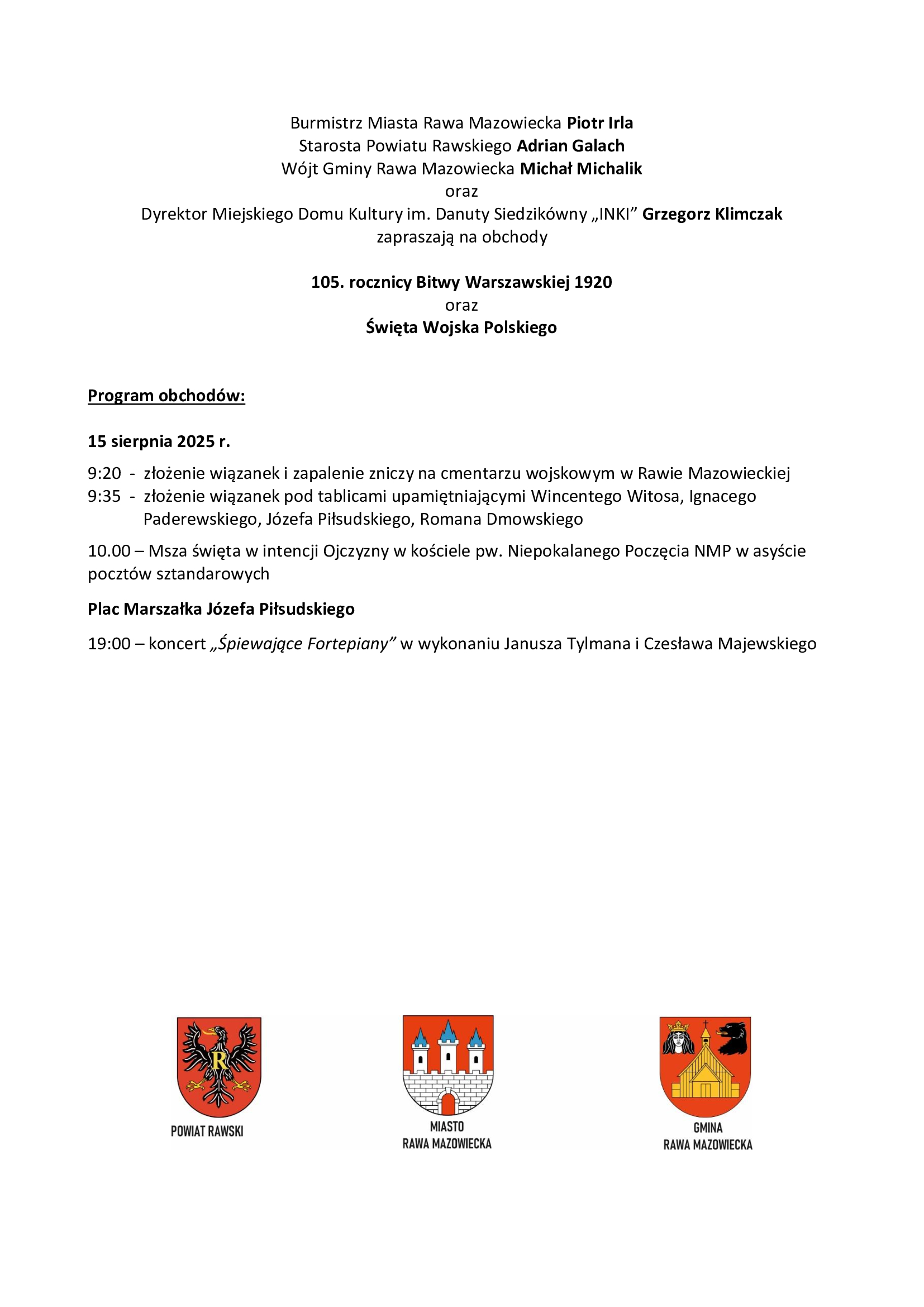Odchody 105. rocznicy Bitwy Warszawskiej 1920 oraz Święto Wojska Polskiego